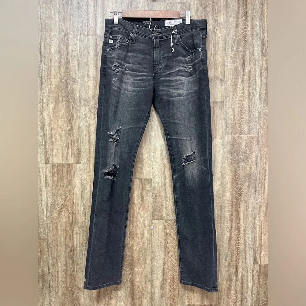 AG The Tellis Modern Slim Black Distressed Jeans